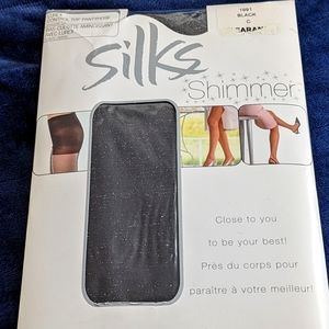 Shimmery back nylons with control top and durable toe